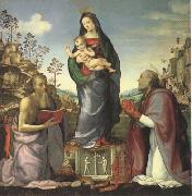 ALBERTINELLI  Mariotto The Virgin and Child Adored by Saints Jerome and Zenobius (mk05) china oil painting reproduction